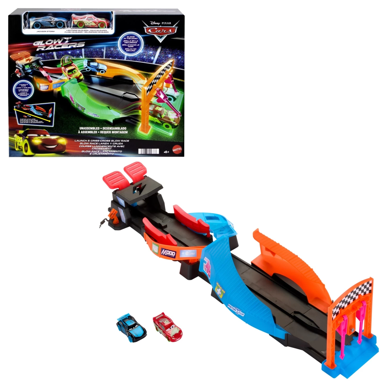 Disney And Pixar Cars Glow Racers Launch & Criss-Cross Playset With 2 Glow-In-the-Dark Vehicles 3 Disney And Pixar Cars Glow Racers Launch & Criss-Cross Playset With 2 Glow-In-the-Dark Vehicles