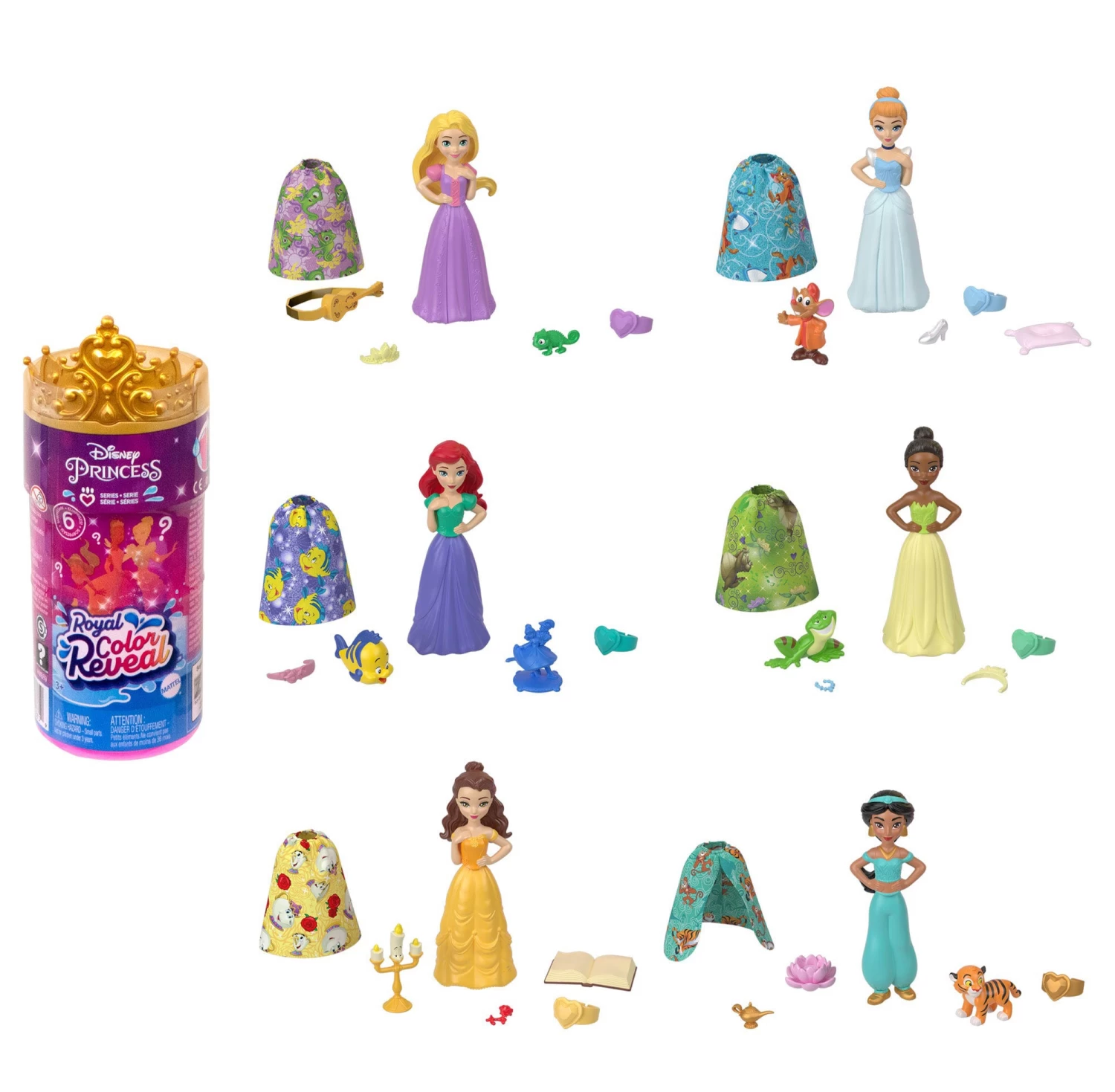 Disney Princess Color Reveal Dolls With 6 Surprises, Friend Series, Styles May Vary 3 Disney Princess Color Reveal Dolls With 6 Surprises, Friend Series, Styles May Vary